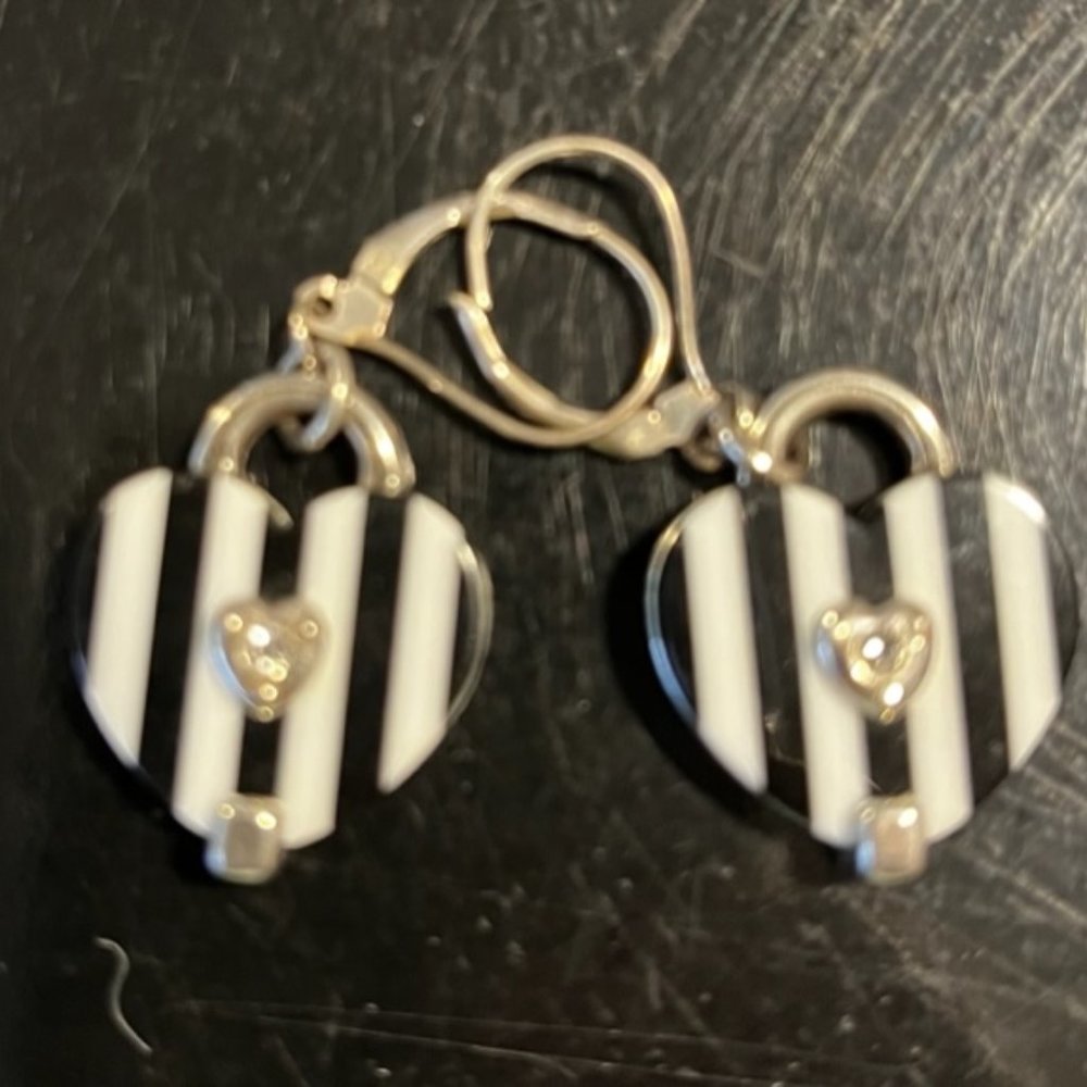 Brighton black and white heart earrings